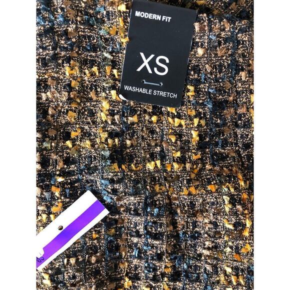 Amanda + Chelsea Boucle Tweed Skirt Modern Fit Pencil Mini Brown Gold NWT XS - Picture 6 of 9